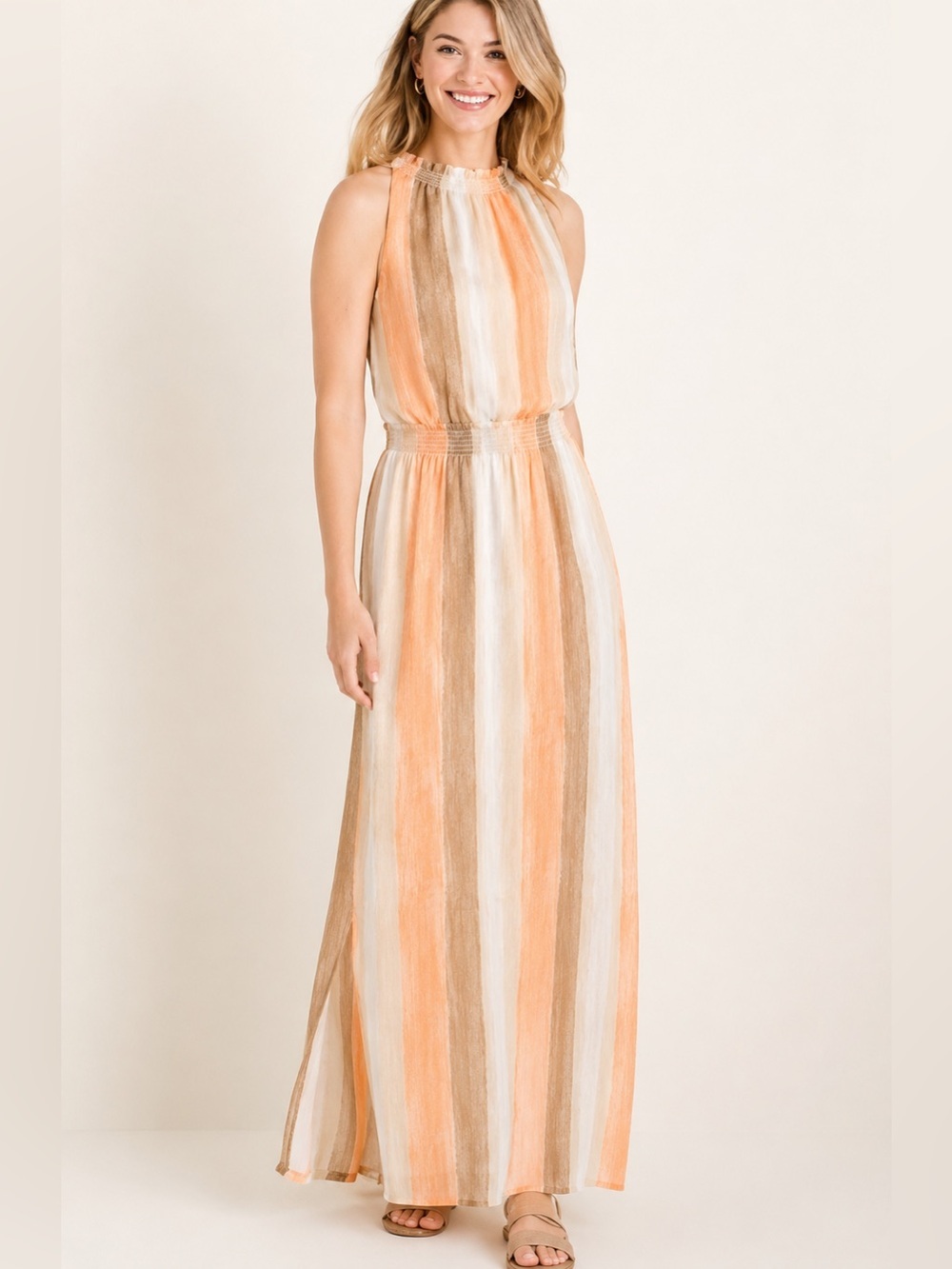 Chicos watercolor stripe maxi dress, size 2, Chicos size 00